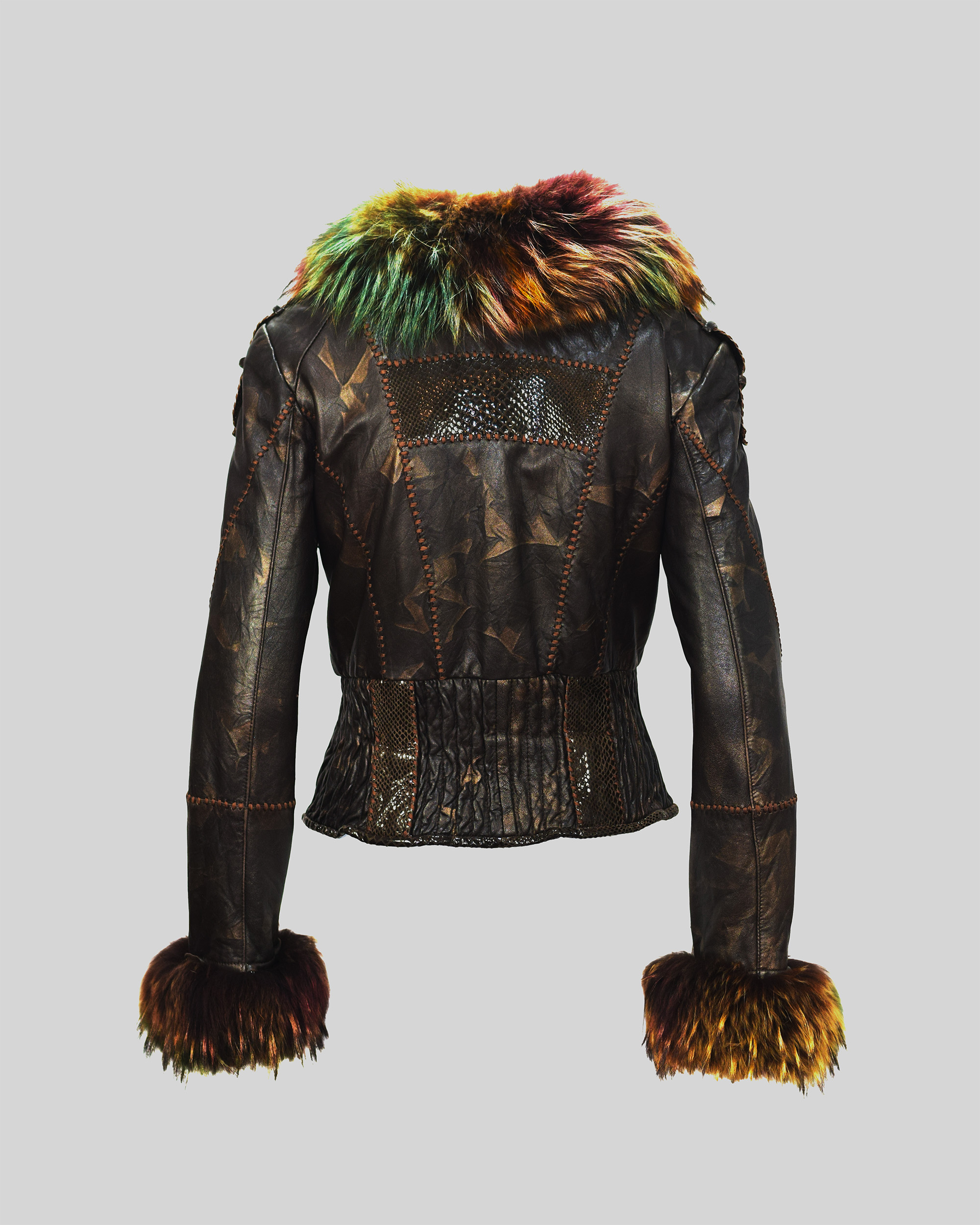 IZZO LEATHER COLLECTION Μπουφαν Καφε Πίσω