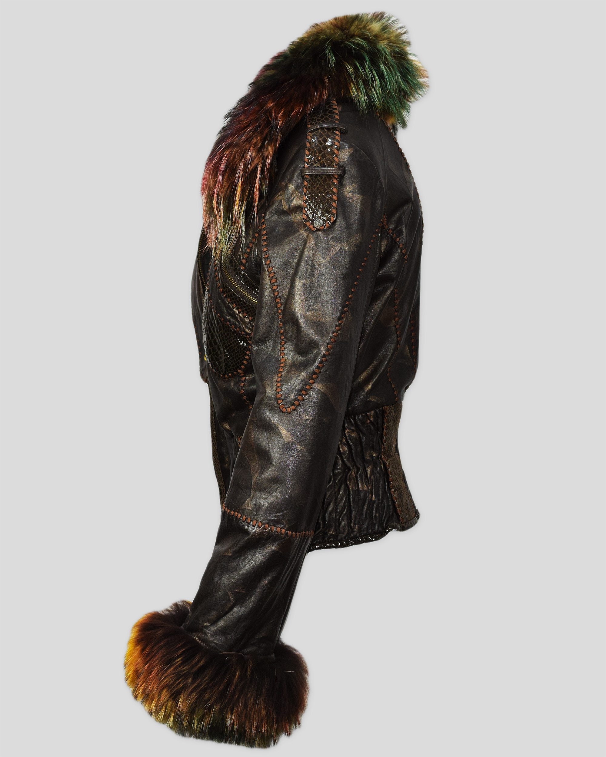 IZZO LEATHER COLLECTION Μπουφαν Καφε Πλάι