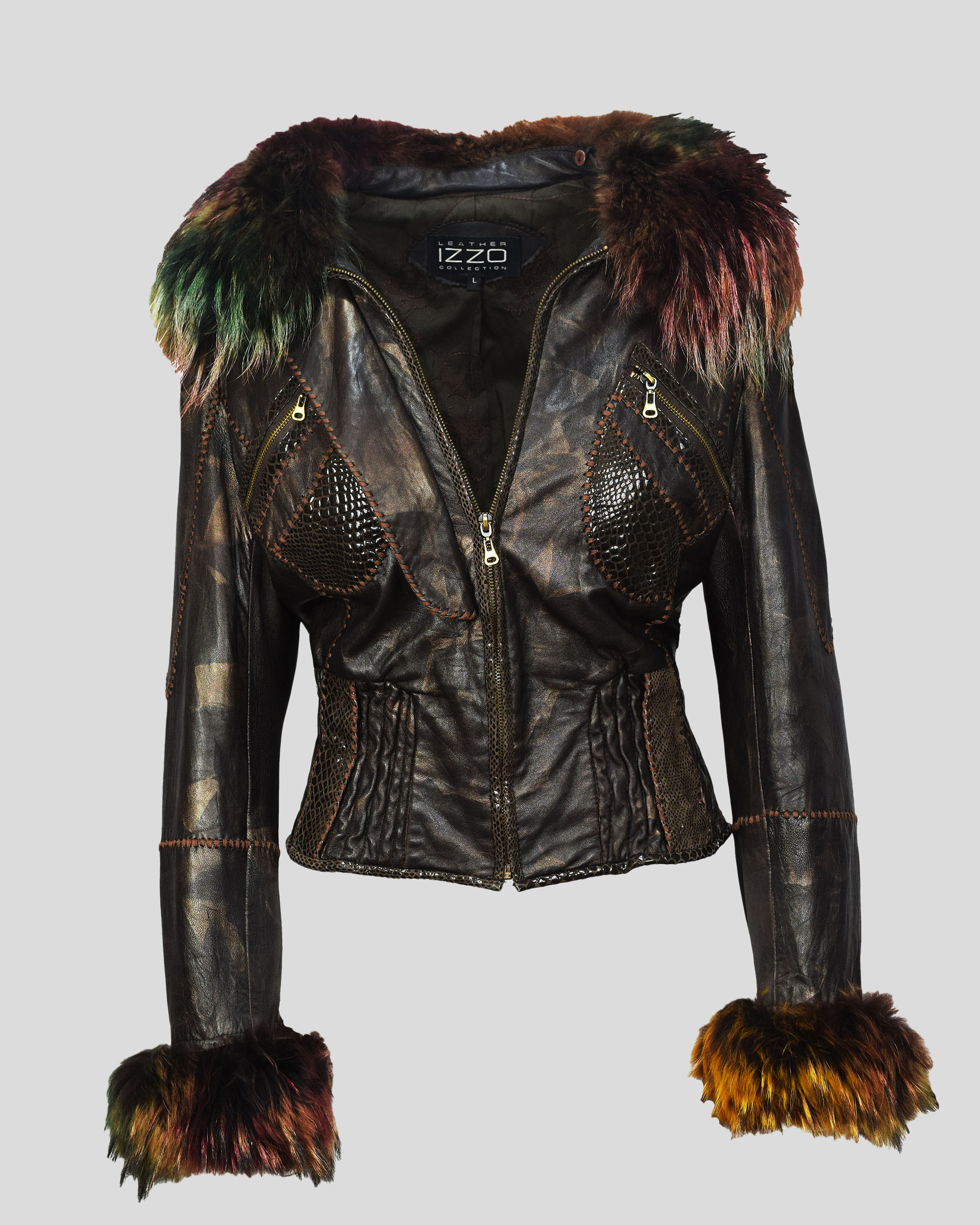 IZZO LEATHER COLLECTION Μπουφαν Καφε