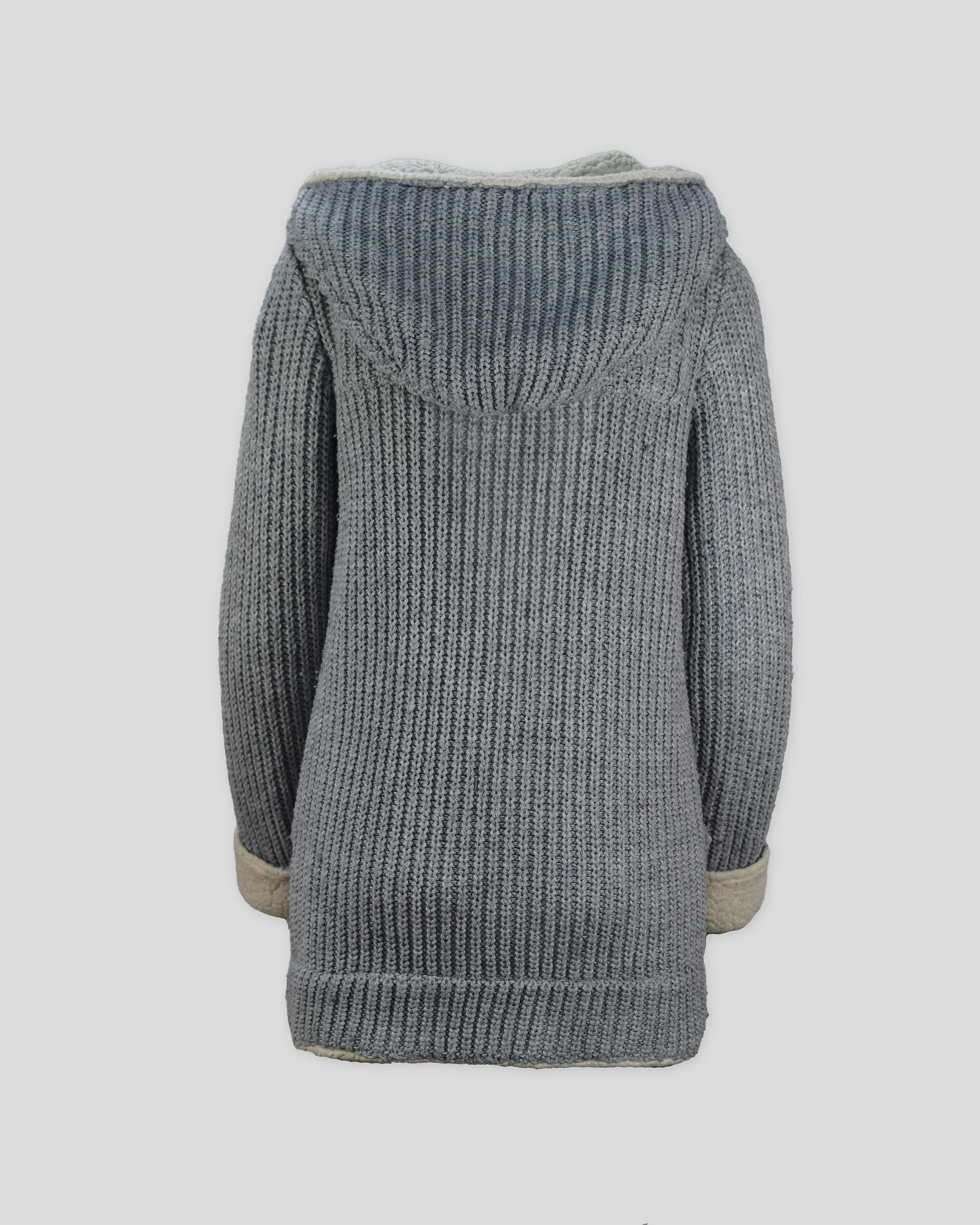 LARA KNIT Παλτο Τυπου Μοντγκομερι Γκρι Πίσω